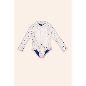 WET Kids Girls 1T Long Sleeve One Piece Rash Guard Swimsuit White Blue Pink NWT
